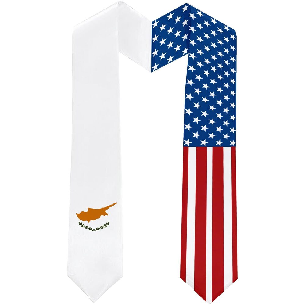 9846 2025 Cyprus Flag and USA Flag Graduation Stole Graduation Sash Class